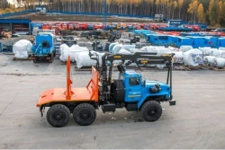 Timber hauler UST brand modification 54538D-01 with CMU: OMTL-70-01, OMTL-120-02, VM10L74 on chassis Ural 5557-1151-60, 5557-115