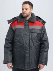 Winter jacket Brigada NEW , t.grey/red , art. 87491239