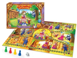 Board game. Travelling through the fairy tale "The Wolf and the Seven Little Goats".
