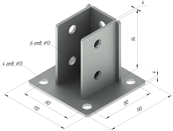 Support SM-F7, with overall dimensions 110x110x94 mm, metal thickness 4,0 mm, stainless steel grade AISI 316L