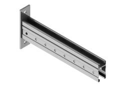 Reinforced console SMO 21x61x41x2,5D-000, with overall dimensions from 41x82x150 mm to 41x82x950 mm, with metal thickness 2,5 mm