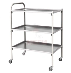 SPp-02-MSK(502M) Mobile metal treatment table with three stainless steel shelves