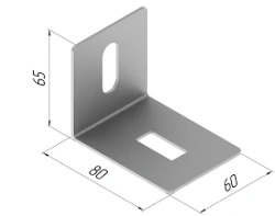 Universal bracket SMA 643, with overall dimensions80x65x60 mm, metal thickness 2,0 mm, stainless steel grade AISI 304.