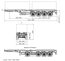 Four-axle container semitrailer AM9460-34S with CEYLAN AS-1210-225-ST-OV axles with load-carrying capacity of 12 tonnes