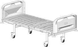 KF2-01-"MSC" (MSC-3102L) - Functional bed, on wheels, plastic backrests, bed - plastic lamellas, mechanical regulation with the