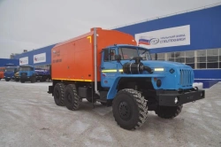 Mobile steam generating unit (MPU), UZST brand, type UZST01, modification 6890-16 on Ural 5557-74 chassis.