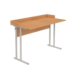 Non-adjustable two-seater pupil's table for physics room with edge and double socket Art: AtN2F