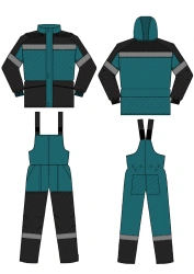 Women's suit (jacket, dungaree) for protection against general industrial pollution and mechanical effects (abrasion)