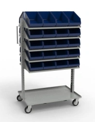 TPK-10P Pick-up trolley for plastic containers, 10 shelves