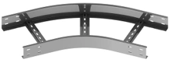 Corner radius horizontal 45 degrees of self-supporting cable girder LTI 000x00 U45 , with overall dimensions from 150x100 mm to 