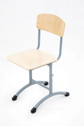 Non-adjustable student chair on round tube.