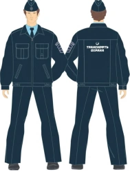 Men's office suits (jacket, trousers) for protection against mechanical effects and general industrial contamination of employee