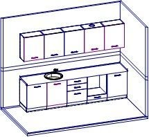 Set of kitchen furniture. (School furniture trade mark "Interior" series "TDI School")