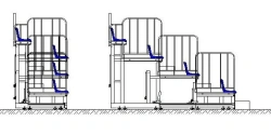 Telescopic telescopic grandstand with mechanical transformation drive of "TTMP" type