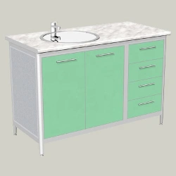 Double-door cabinet under the sink with four drawers model MA-6