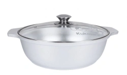 Frying pan 3l (uncoated) cast aluminium Kukmara TM, with glass lid