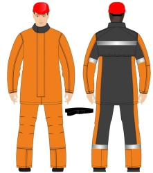 Men's suit (jacket, trousers) for protection against elevated temperatures; against general industrial pollution and mechanical