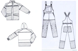 Women's suit (jacket, dungaree) for protection against general industrial pollution and mechanical effects (abrasion)