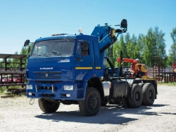 Special purpose vehicle with KMA type hydraulic loading crane on the basis of KAMAZ 53504 and its modifications 51K10N-UP