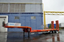 Semitrailer-trailer-tractor Politrans 94183-062.In design: metal sliding platform with a loading platform, with ladders, with a