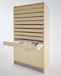 Storage cupboard with pull-out shelves