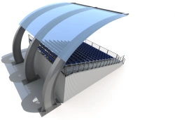 Collapsible grandstand with canopy of "TMSRNP" type