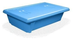 Polymeric containers with perforated tray and lid for pre-sterilisation cleaning, chemical disinfection and sterilisation.