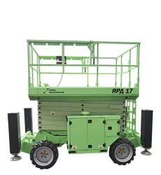 Mobile mechanised boom lift with working platform with pantograph-type boom with sliding working platform