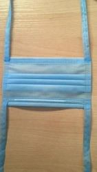 Disposable medical non-sterile non-woven surgical 3-layer mask with ties, 18x9 cm, colour: blue