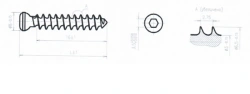 Spongy steel screw 6.5mm solid thread 80mm