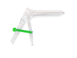 Gynaecological polymer sterile mirror according to Cusco type D, size L, transparent