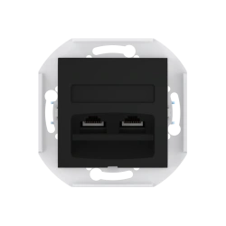 CADUCEUS ALING PRESTIGE Flush-mounted double computer socket with Keystone RJ45 8P8C cat.5e UTP modules, black (soft to