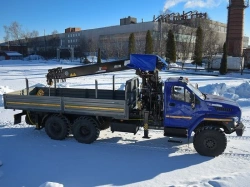 Special purpose vehicle with hydraulic loading crane of MKMA type on the base of URAL 4320 and its modifications U0K06N-4Z151