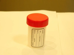 Polymer container for bioassays, disposable, sterile-PCP 60ml/K with spoon and label