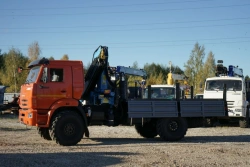 Special purpose vehicle with hydraulic loading crane of MKMA type on the basis of KAMAZ 43118 and its modifications 41K06N-UC