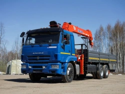 Special purpose vehicle with KMA type hydraulic loading crane on the basis of KAMAZ 65117 and its modifications 64K33N-U7