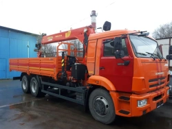 Special purpose vehicle with KMA type hydraulic loading crane on the basis of KAMAZ 43118 and its modifications 41K33N-UD