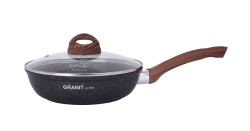 Cast aluminium frying pan 240mm (with non-stick coating) TM Kukmara, with Bakelite handle, with glass lid, line "Marble I".