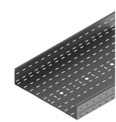 Perforated tray OPL 000x000 series with overall dimensions from 100x20x2000 mm to 600x200x6000 mm, metal thickness from 0,8 mm