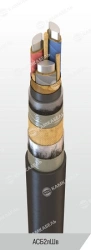 Power cable with aluminium conductors, with impregnated paper insulation, for voltage 3 kV of ASB2lShv grade according to TU 16.