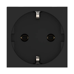 CADUCEUS ALING HIDE Modular 45x45, 16A, 250V~, horizontal socket with grounding, without blinds, black