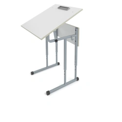Single-seat adjustable pupil's table with adjustable slope of the table top