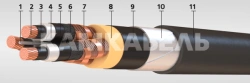 Power cable with copper conductors insulated with cross-linked polyethylene for voltage 6, 10, 15, 20, 35 kV of PvBP grade accor