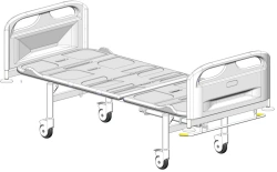 KF0-01-"MSC" (MSC-4101P) - General hospital bed with a headrest, on wheels, plastic backrests, plastic bed, regulated