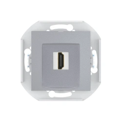 CADUCEUS ALING PRESTIGE Flush-mounted socket outlet with Keystone HDMI module type A-A, silver, ref. 60163.S (mechanism)