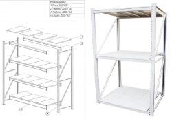 Metal shelving unit "TS" series warehouse 2000/600/1000 (3 tiers with shelves)