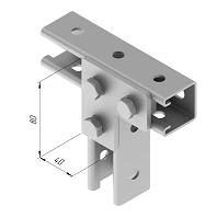Plate L-shaped SMA 615, with overall dimensions 40x80 mm, metal thickness 5,0 mm, stainless steel grade AISI 316L.
