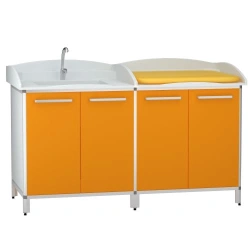 Medical changing table according to TU 32.50.30-030-69573749-2021, article number DM-2-111-16.K2.F5.