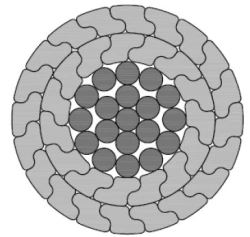 Non-insulated compacted wire with steel core for high voltage overhead power lines of AACSRZ grade