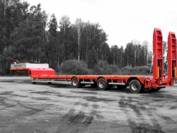Semitrailer Politrans 94183-010. In design: metal platform with a loading platform, with ladders, with flatbed in the front part